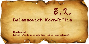Balassovich Kornélia névjegykártya